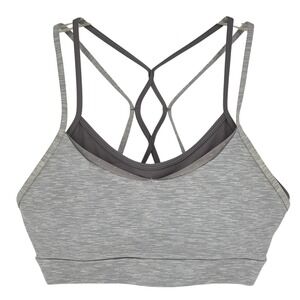 Zyia Active Strappy Sports Bra Gray Space Dye Mesh Back Size Large Light Support